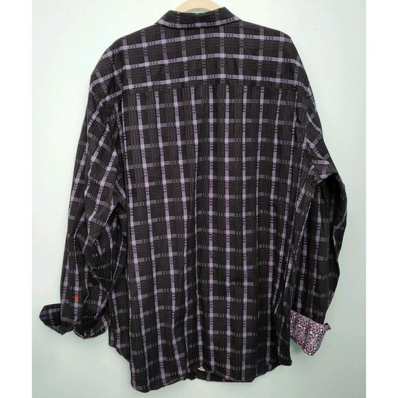ROBERT GRAHAM Shirt Mens 2XLT Tall Purple Black Button Up Flip Cuffs Classic - Picture 9 of 12